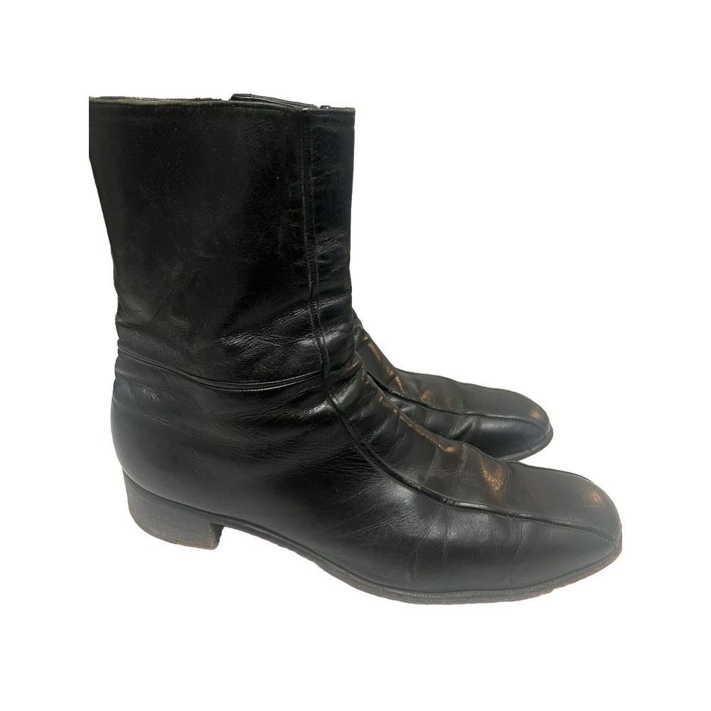 Florsheim Imperial VTG Mens Black Leather Zip Ankle Boots US Size 11 Chelsea.